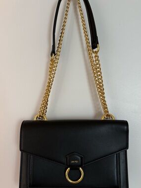 JW PEI Black Shoulder Bag with Gold Chain